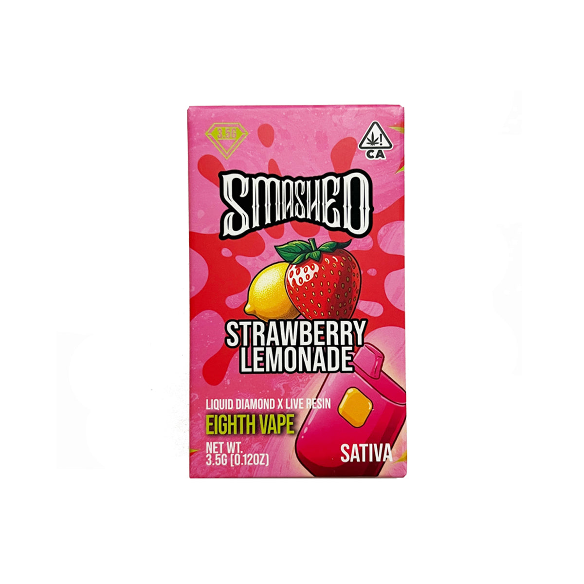 Smashed : Diamond Infused Live Resin Disposable - STRAWBERRY LEMONADE (Sativa) 3.5 Gram