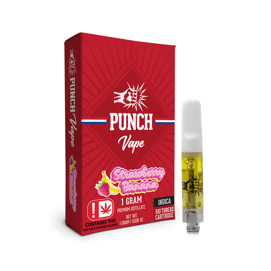 Punch Extracts : THC Vape Cartridge - Strawberry Banana (Indica) 1 Gram